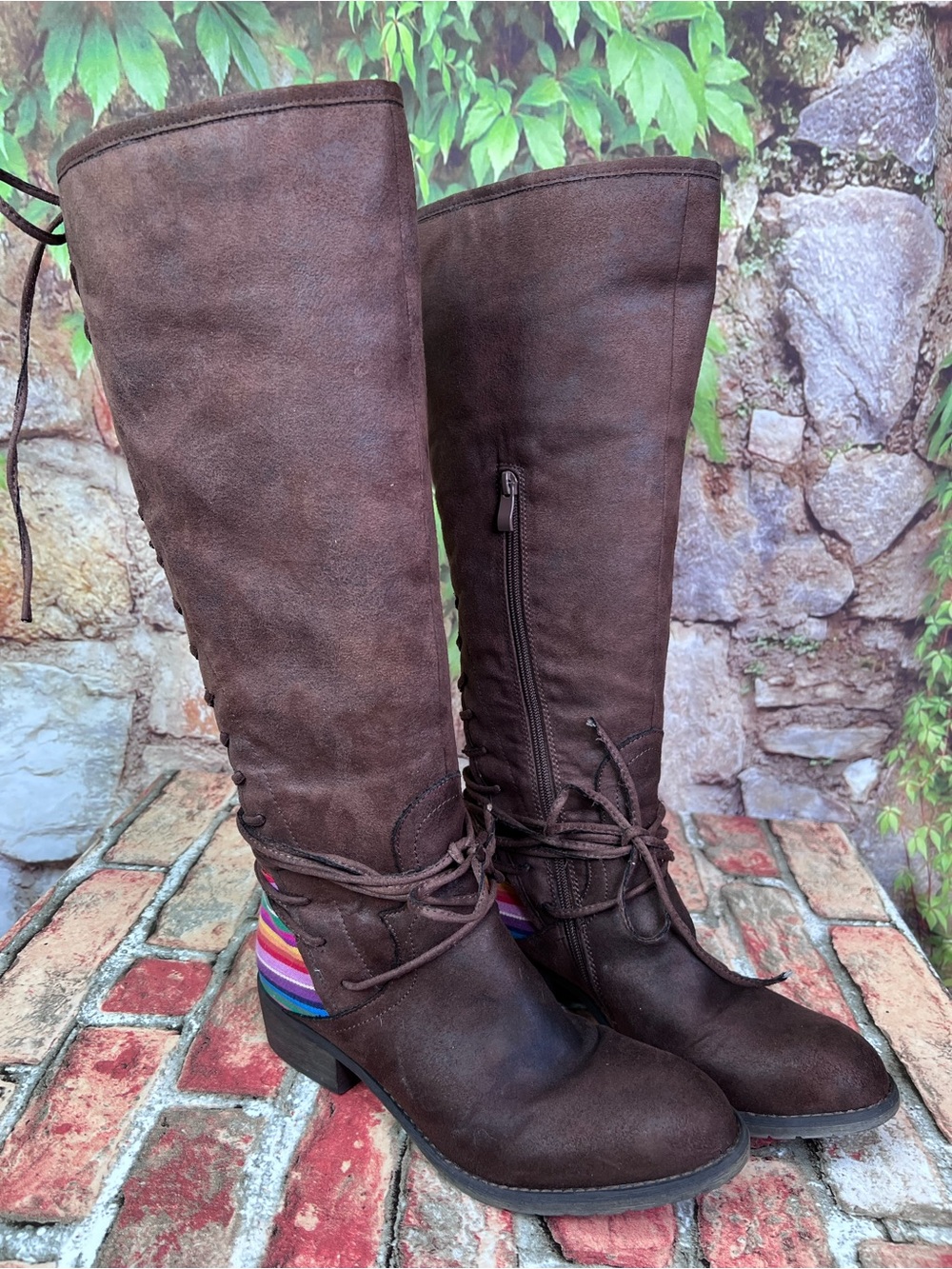 VERY VOLATILE Rainbow Inset Lace Up Festival Boots, 10 - Picture 8 of 15